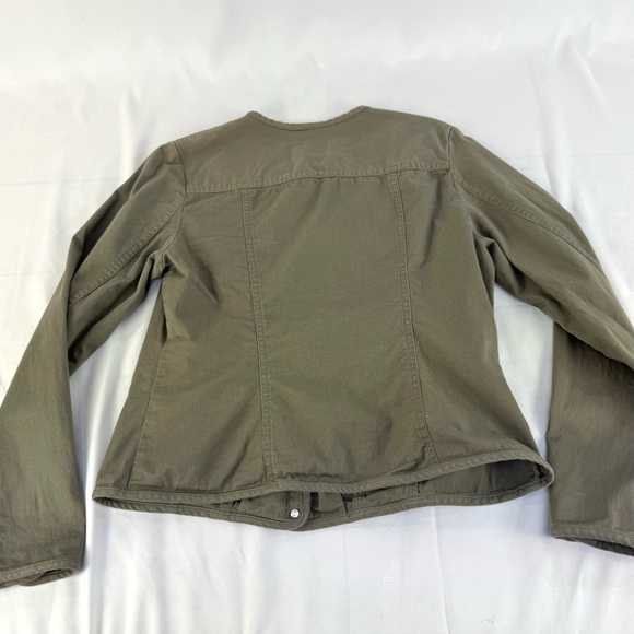 Pendleton Cotton Chino Collarless Khaki green button down jacket women’s medium - Picture 5 of 9